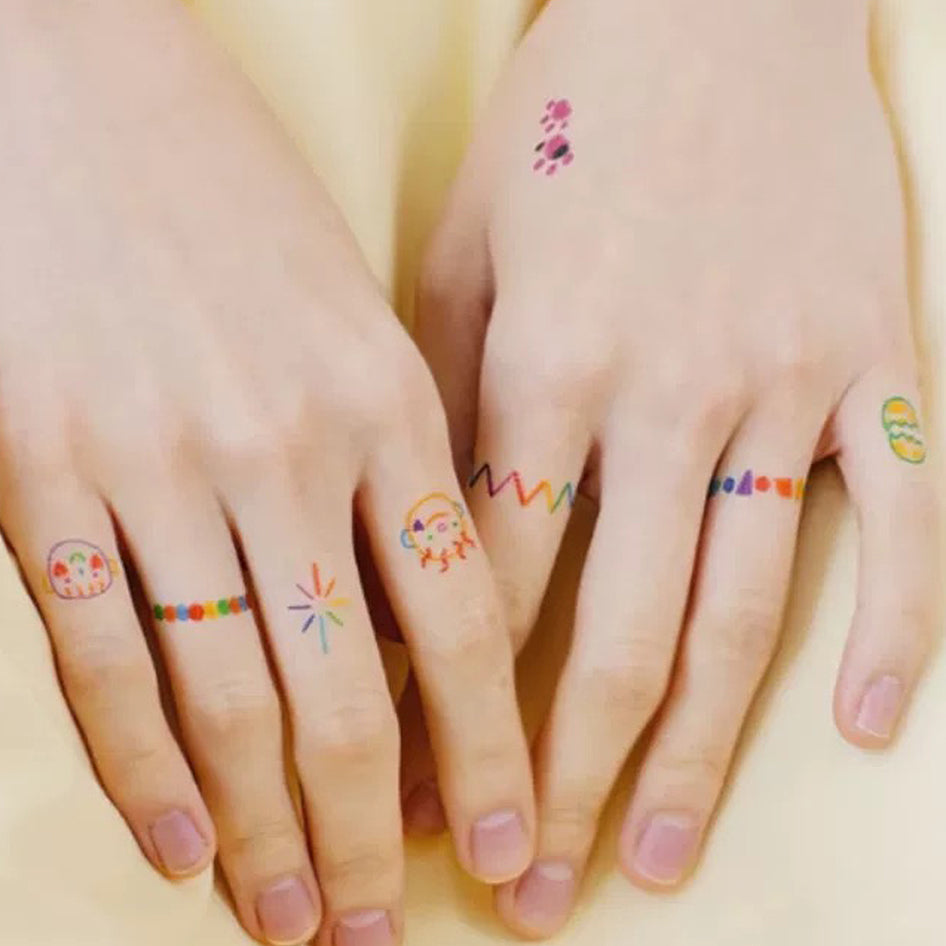 Neon Finger Tattoo Stickers  -  Festivals & Photo Ops