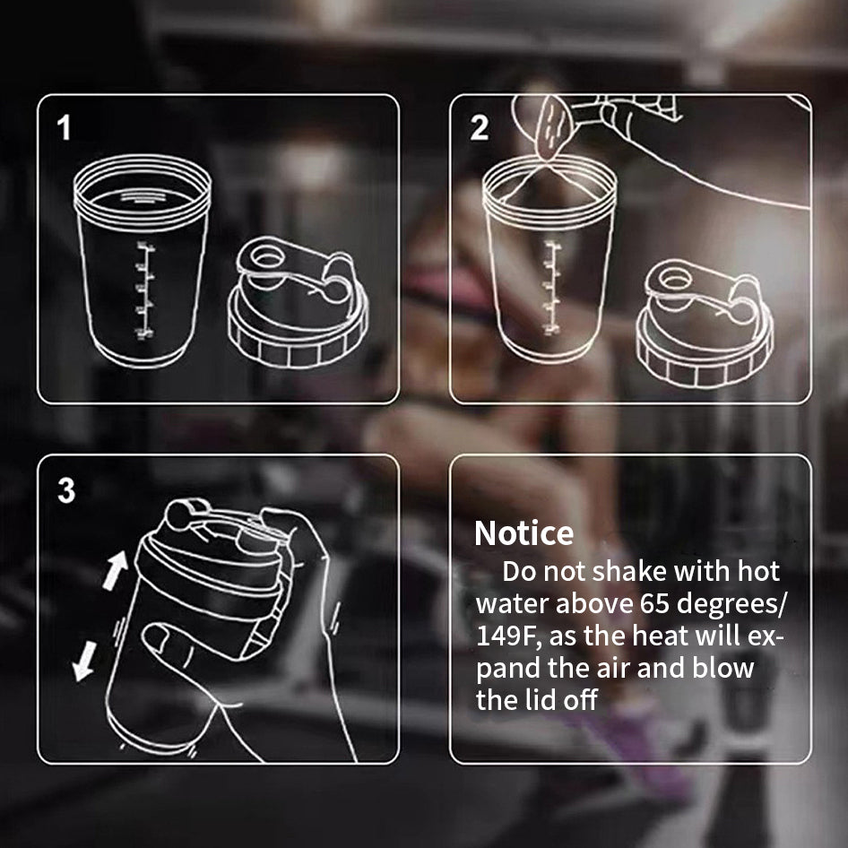 Multifunctional Protein Shaker Bottle – 600ML Leak-Proof Gym Cup with Hanging Ring
