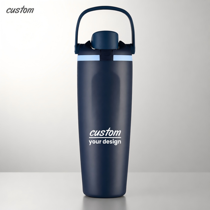 Custom Logo Large Capacity Stainless Steel Insulated Tumbler, Flip-Top Lid with Carry Handle, Leak-Proof & Keeps Hot/Cold
