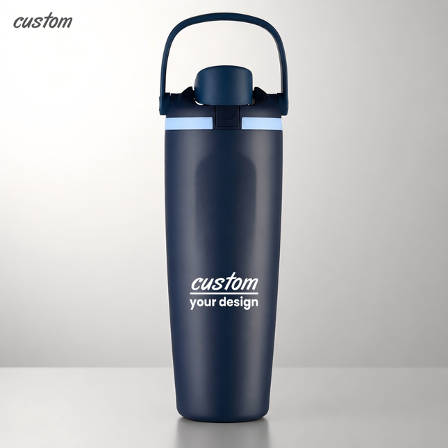 Custom Logo Large Capacity Stainless Steel Insulated Tumbler, Flip-Top Lid with Carry Handle, Leak-Proof & Keeps Hot/Cold