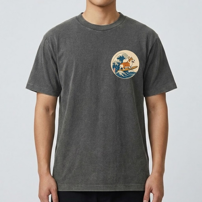 Ukiyo-e Style Pet Portraits | United Athle 4230-01 American Retro Washed T-Shirt