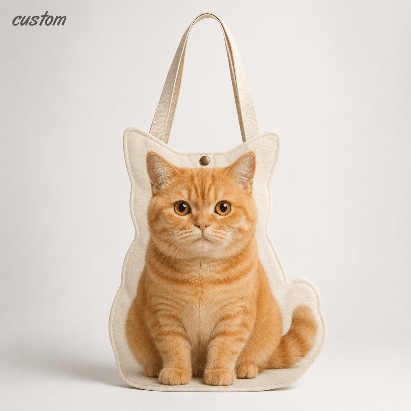 Custom Pet-Shaped Canvas Tote Bag with Personalized Photo Printing – Unique Handbag & Gift for Pet Lovers