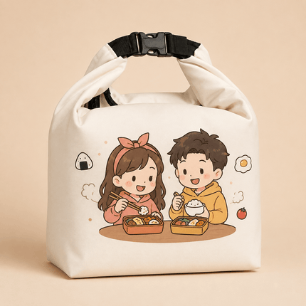 Custom Printed Insulated Lunch Bag with Roll-Top Buckle – Personalized Waterproof Cooler Tote for Work, School & Picnics