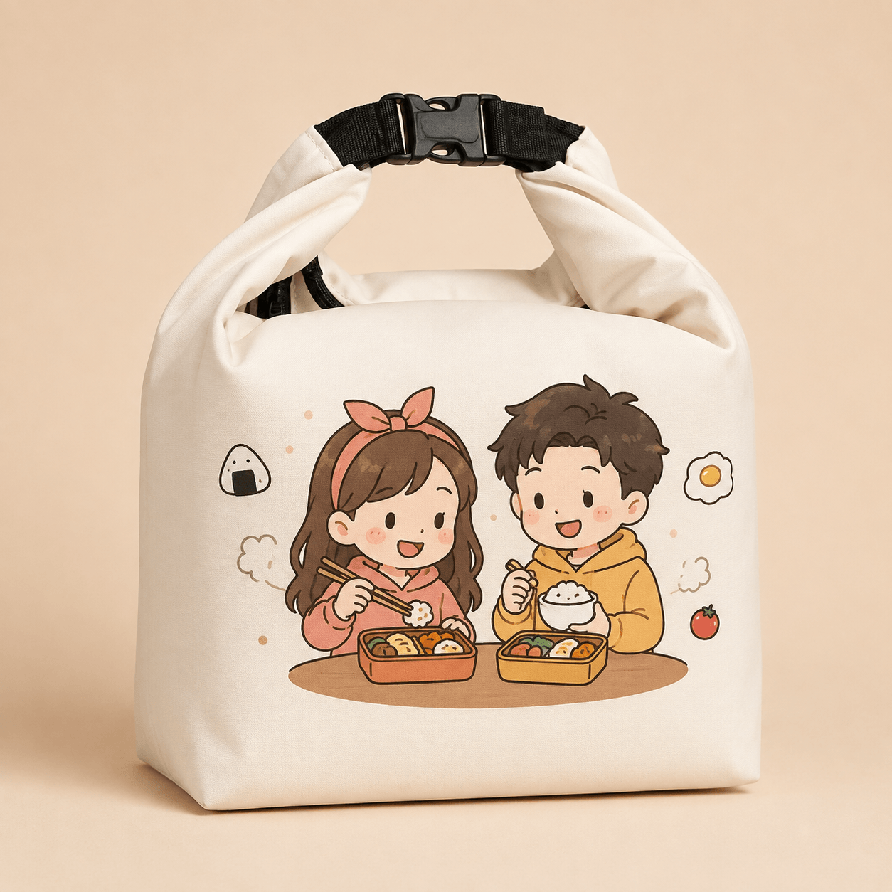 Custom Printed Insulated Lunch Bag with Roll-Top Buckle – Personalized Waterproof Cooler Tote for Work, School & Picnics