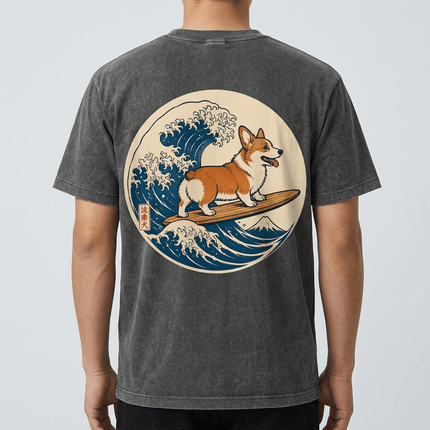 Ukiyo-e Style Pet Portraits | United Athle 4230-01 American Retro Washed T-Shirt