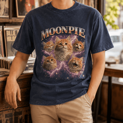 Customized Vintage Pet Portrait Graphic | United Athle 4230-01 American Retro Washed T-Shirt
