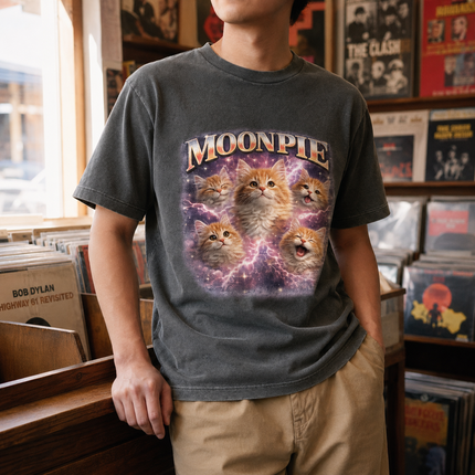 Customized Vintage Pet Portrait Graphic | United Athle 4230-01 American Retro Washed T-Shirt