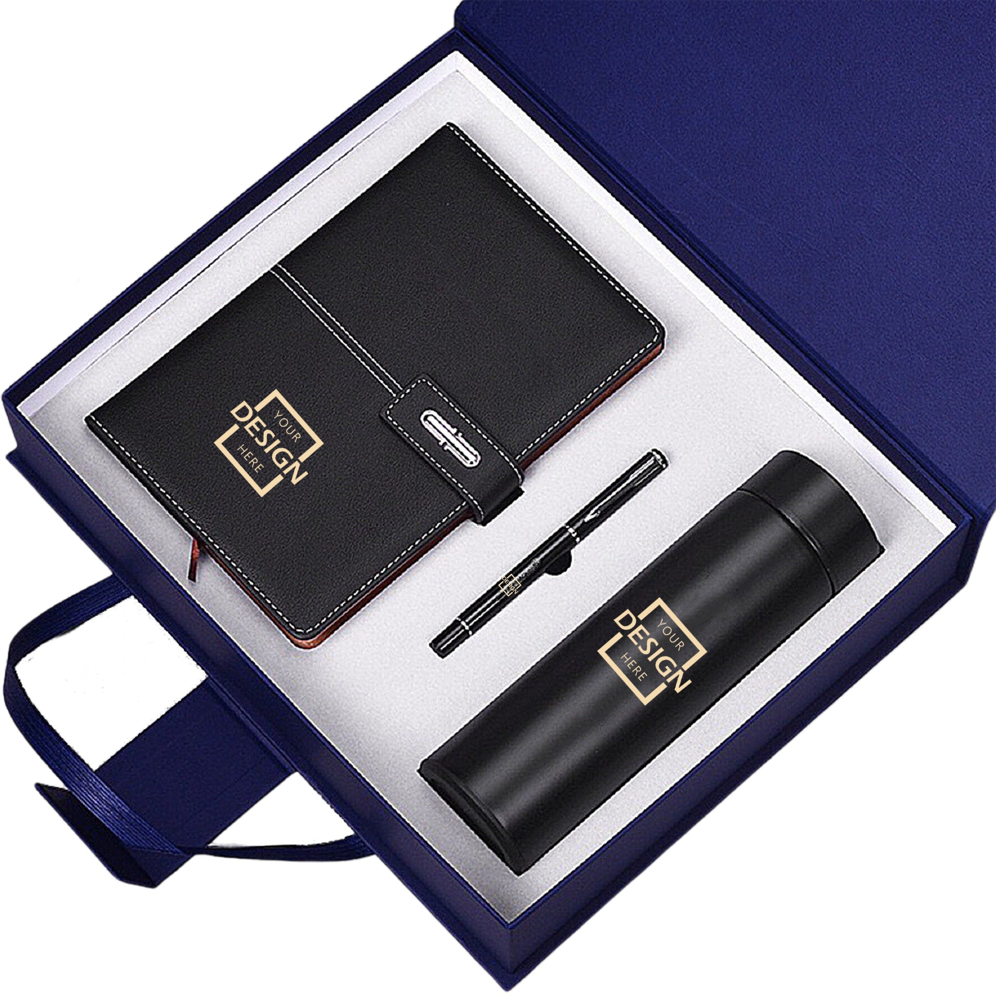 Graduation Gift Set with School Logo - PU Leather Notebook & Pen Set
