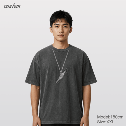 Customizable Streetwear Pendant Graphic | United Athle 4230-01 American Retro Washed T-Shirt