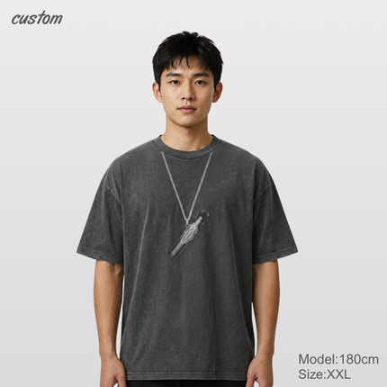 Customizable Streetwear Pendant Graphic | United Athle 4230-01 American Retro Washed T-Shirt