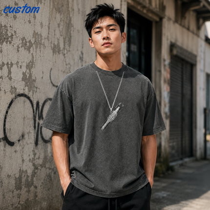 Customizable Streetwear Pendant Graphic | United Athle 4230-01 American Retro Washed T-Shirt