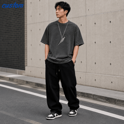 Customizable Streetwear Pendant Graphic | United Athle 4230-01 American Retro Washed T-Shirt
