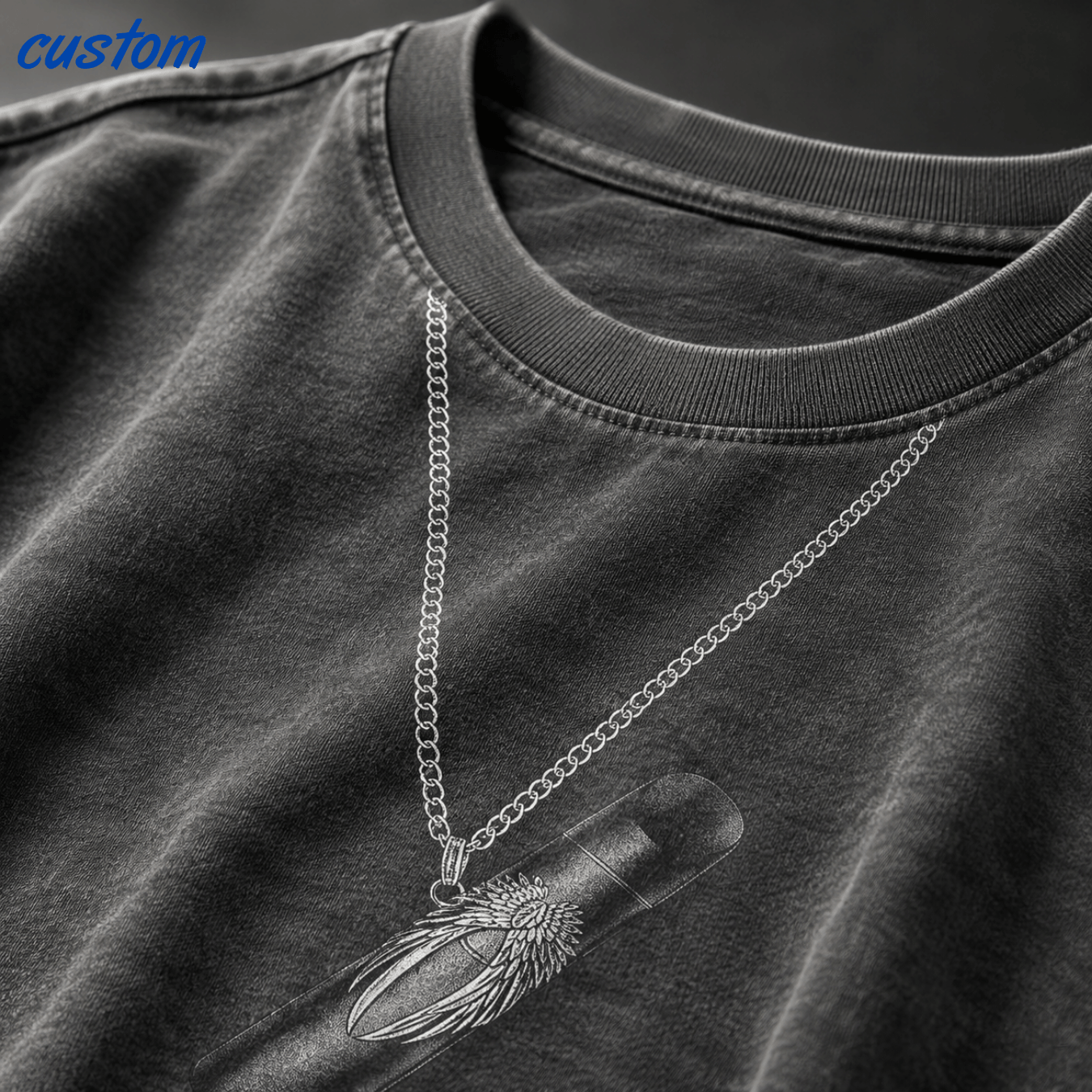 Customizable Streetwear Pendant Graphic | United Athle 4230-01 American Retro Washed T-Shirt