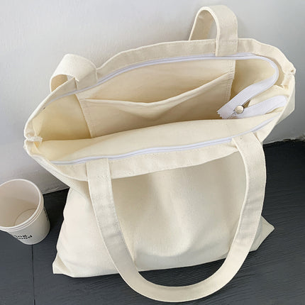 Canvas Tote Bag, a zippered style, can be customized