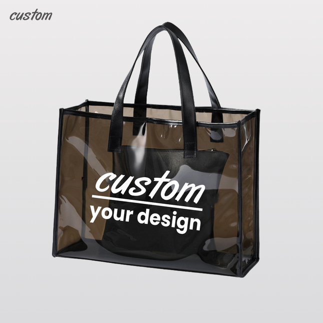 Customized transparent tote bag, PVC large beach bag, waterproof swimming fitness handbag