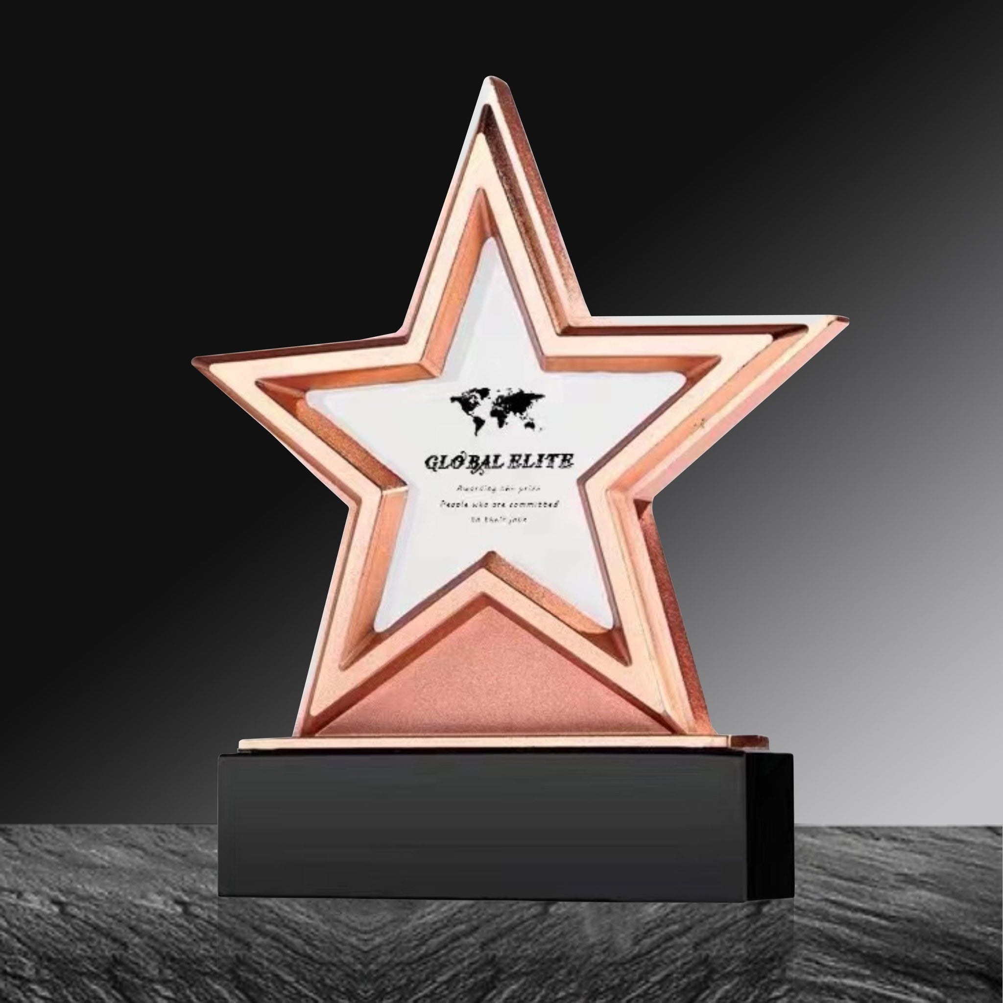 Metal Star Crystal Trophy | Custom Five-Point Star Award for Annual Ceremony