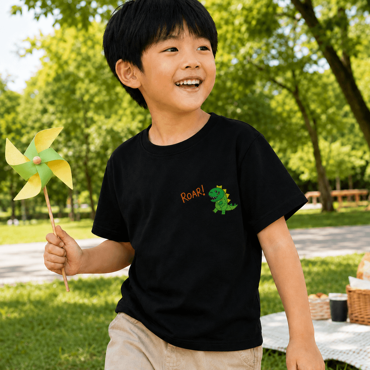 Brand Quality | Custom Kids’ Embroidered Crew Neck T-Shirt – Turn Children’s Drawings into Wearable Art