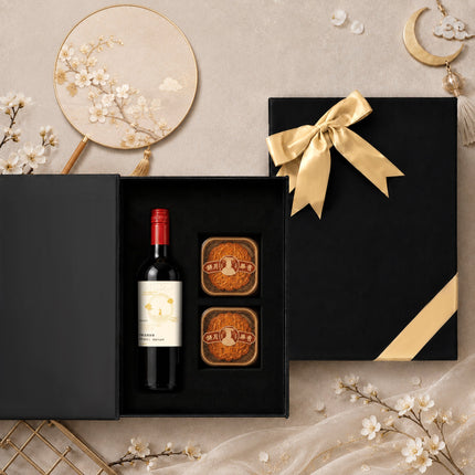Mid-Autumn Festival Gift Sets: Custom Wine Labels & Imported Red Wine. Popular Mooncake & Red Wine Gift Hampers—the Top Choice for Clients, Relatives, Friends, and Elders