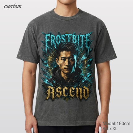 Customized Vintage Street Portrait Graphic | United Athle 4230-01 American Retro Washed T-Shirt