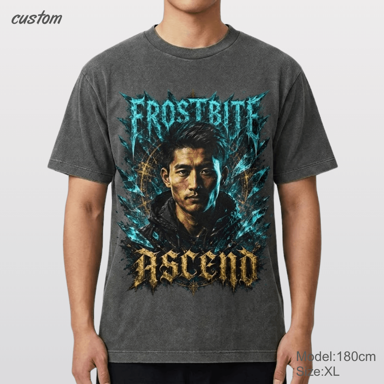 Customized Vintage Street Portrait Graphic | United Athle 4230-01 American Retro Washed T-Shirt