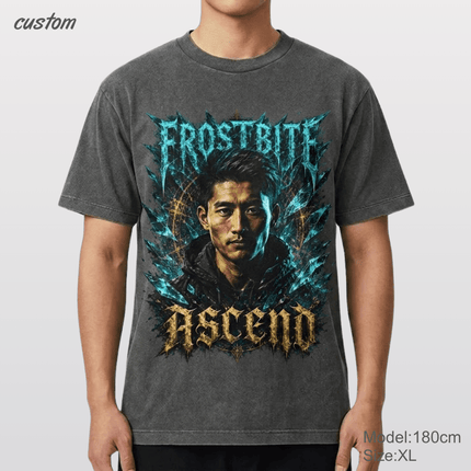 Customized Vintage Street Portrait Graphic | United Athle 4230-01 American Retro Washed T-Shirt