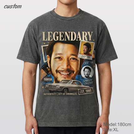 Customized Vintage Street Portrait Graphic | United Athle 4230-01 American Retro Washed T-Shirt