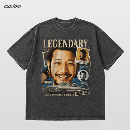 Customized Vintage Street Portrait Graphic | United Athle 4230-01 American Retro Washed T-Shirt
