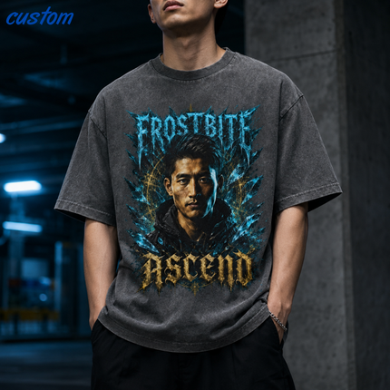 Customized Vintage Street Portrait Graphic | United Athle 4230-01 American Retro Washed T-Shirt