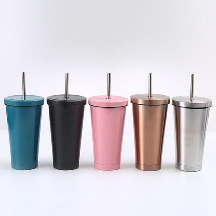 550ml Travel Mugs / Stainless Steel Double Wall Cup & Travel Coffee with Lid & with Straw Lids Drinking Bottles