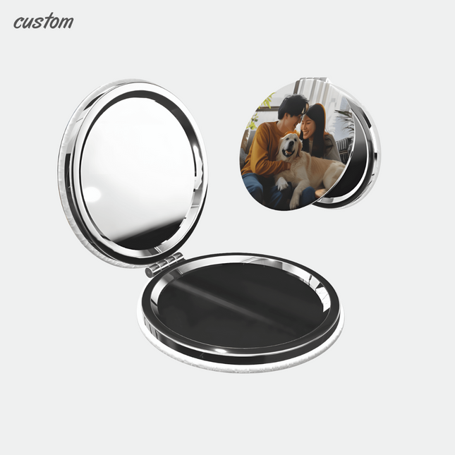 Portable Pocket Mirror – Dual-Sided & 180° PU Case