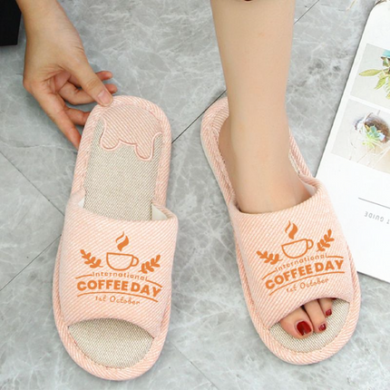 Customized logo slippers linen cotton non-slip private