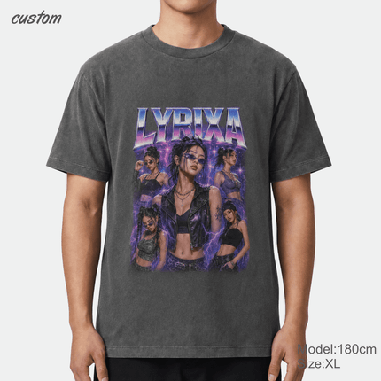 Customized Retro Y2K Portrait Collage Graphic | United Athle 4230-01 American Retro Washed T-Shirt