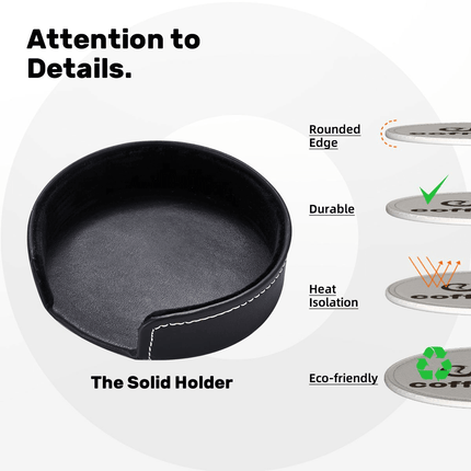 Round Leather Coasters Set – Premium & Heatproof