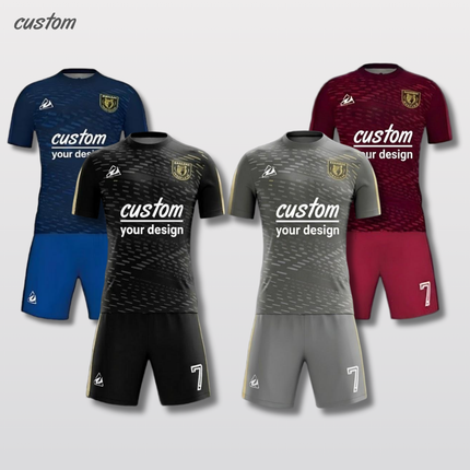 Fully Customizable Sportswear, football suit, summer breathable short sleeves, pullover round neck design, multi-color optional