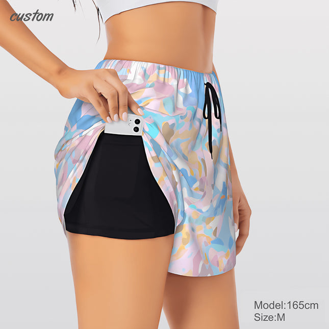 Double Layer Fitness Shorts for Women | Pocket & Support