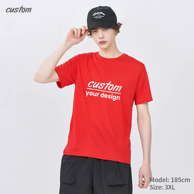 Brand Quality |Solid Color Quick Drying Men's Comfy Slightly Stretch Sports T-shirt