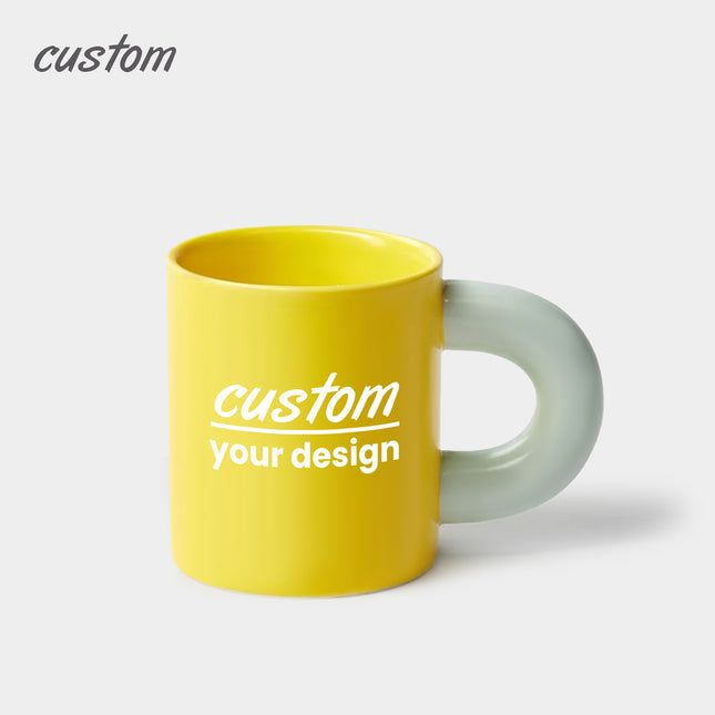 Macaron Ceramic Mug,Creative breakfast cup with thick handle