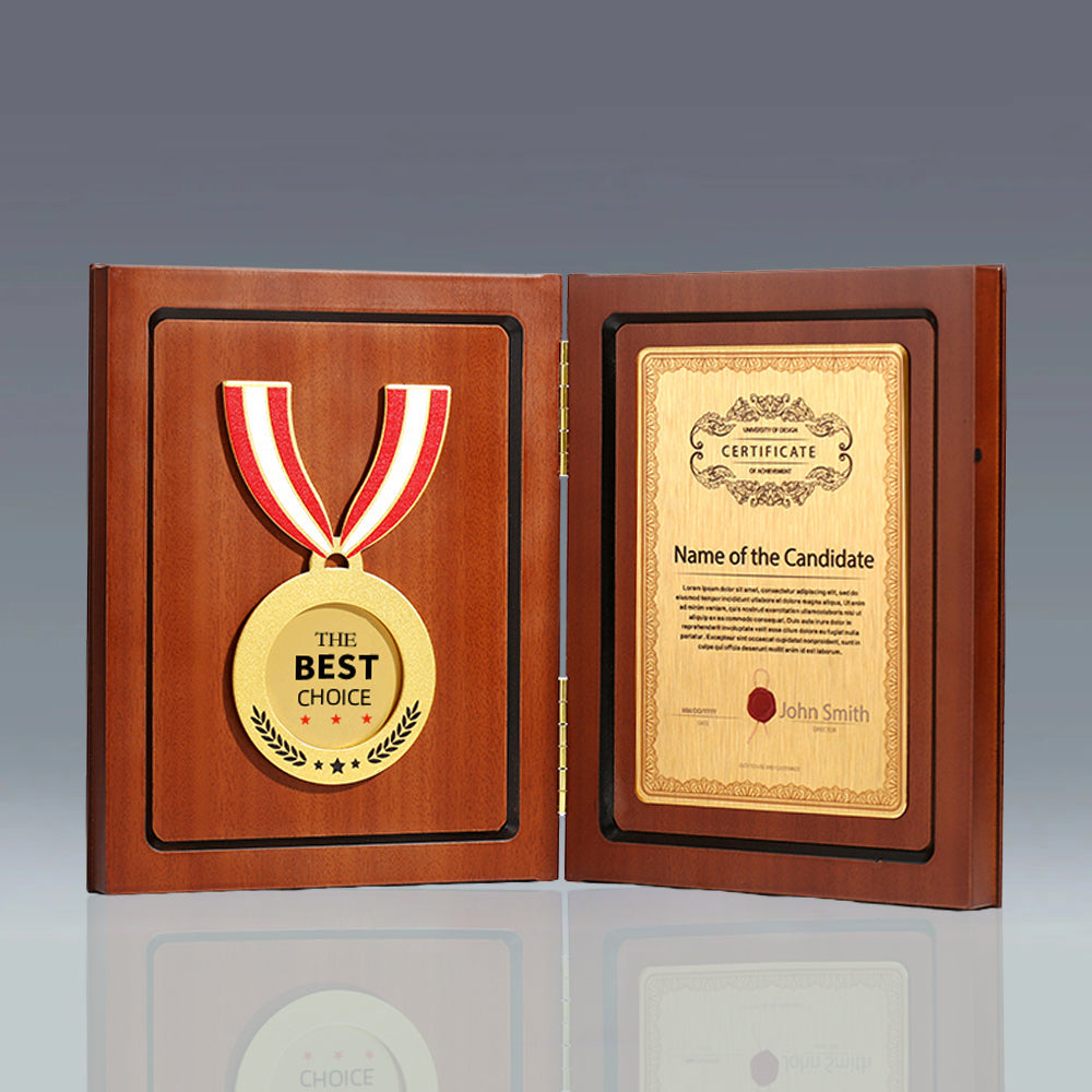 Foldable Solid Wood Plaque Trophy | Custom Wooden Certificate Award Plaque