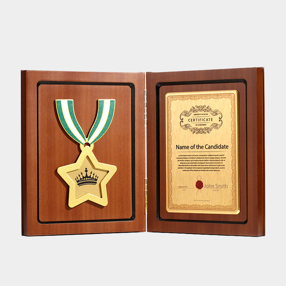 Foldable Solid Wood Plaque Trophy | Custom Wooden Certificate Award Plaque
