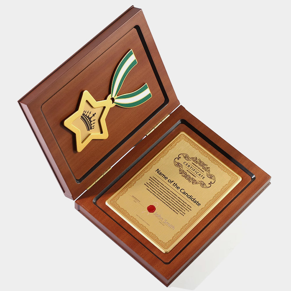 Foldable Solid Wood Plaque Trophy | Custom Wooden Certificate Award Plaque
