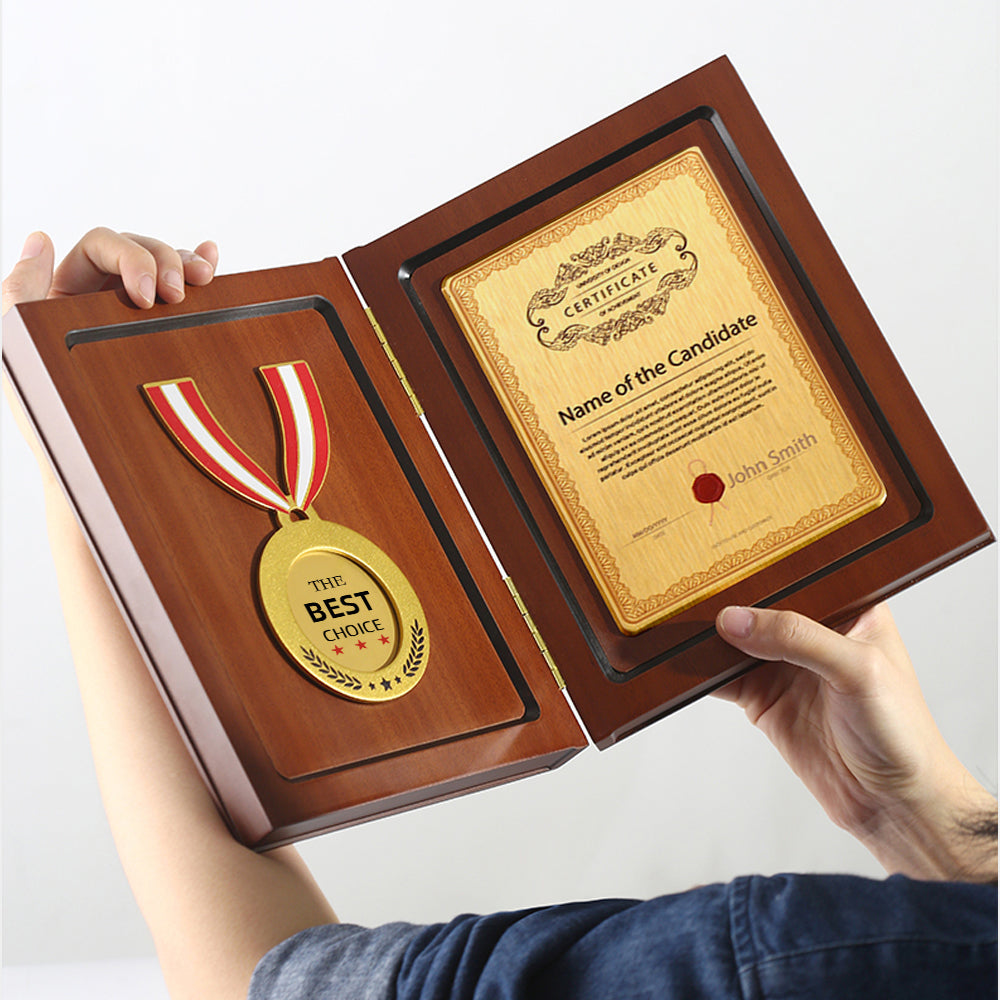 Foldable Solid Wood Plaque Trophy | Custom Wooden Certificate Award Plaque