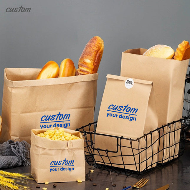 Environmentally friendly food grade kraft paper bags disposable oil-proof packaging bags