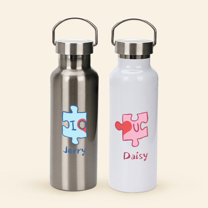 600ML Water Bottle  Customized Thermal Transfer Thermos Cup with Printed Photo, Blank Coated iron lid, Stainless steel thermos kettle cup