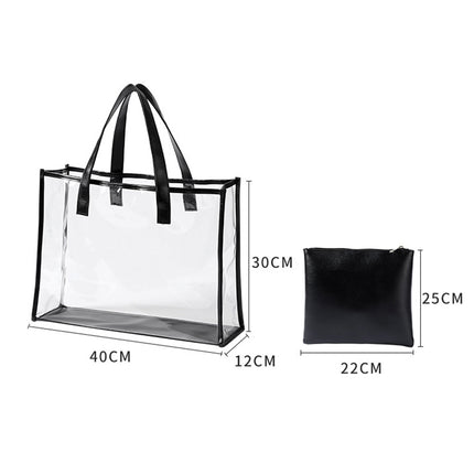 Customized transparent tote bag, PVC large beach bag, waterproof swimming fitness handbag