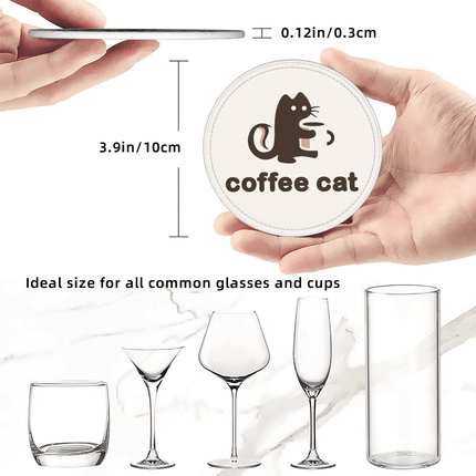 Round Leather Coasters Set – Premium & Heatproof
