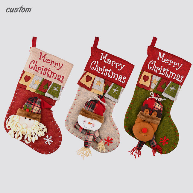 3D Cartoon Christmas Stockings – Festive Decor & Gift