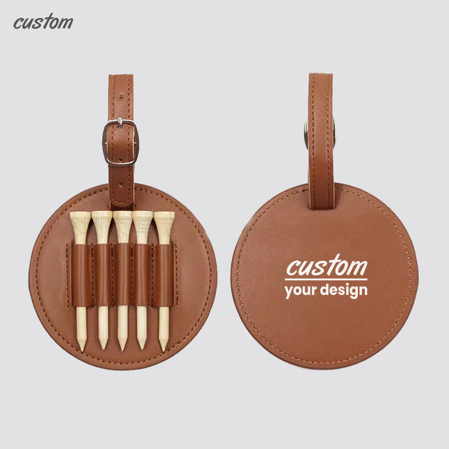 Customized golf tee leather case for hanging style, exclusive business gift