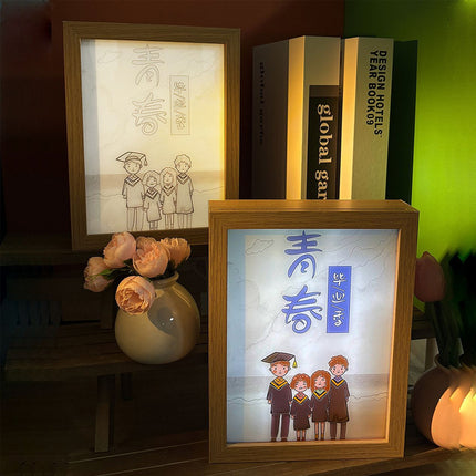 Bedroom night light | Acrylic heart + solid wood frame | Soft light is not dazzling