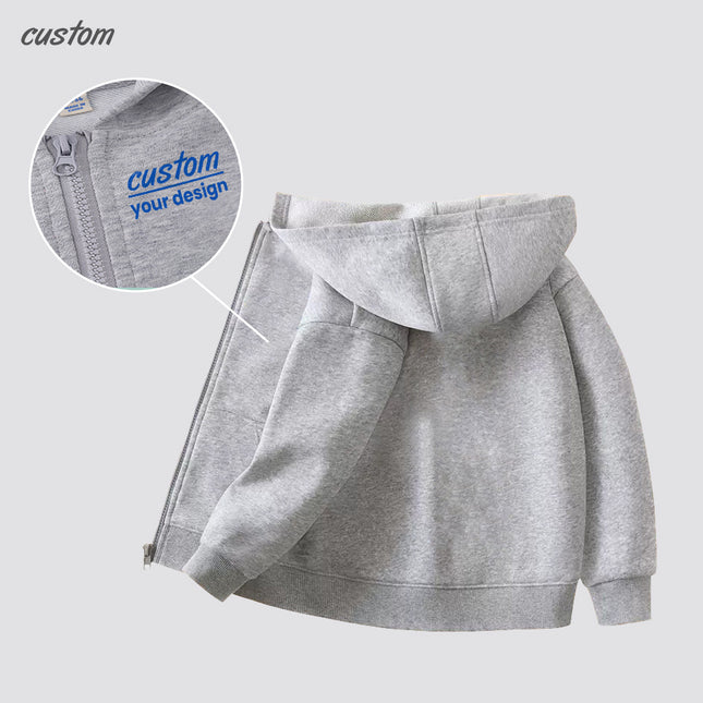 【Customized】Children's cardigan zipper sweatshirt hooded 50% cotton soft and comfortable letter printing thin long sleeves