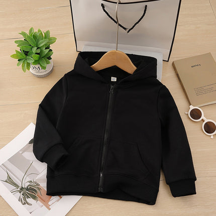 【Customized】Children's cardigan zipper sweatshirt hooded 50% cotton soft and comfortable letter printing thin long sleeves
